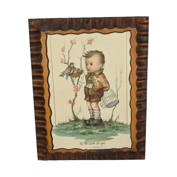 Vintage Wood Wall Plaques: Psalms & Peter, Childrens Religious Decor - Picture 3 of 8